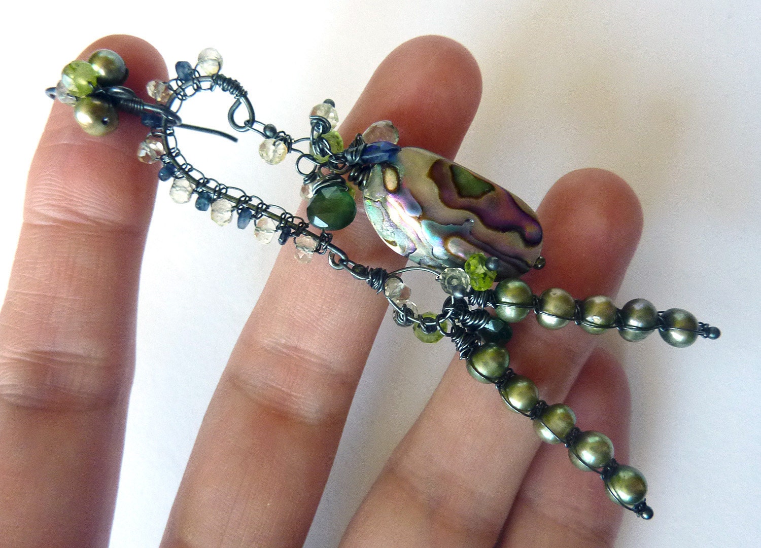 OOAK Rainforest Artisan Oxidized Sterling Earrings