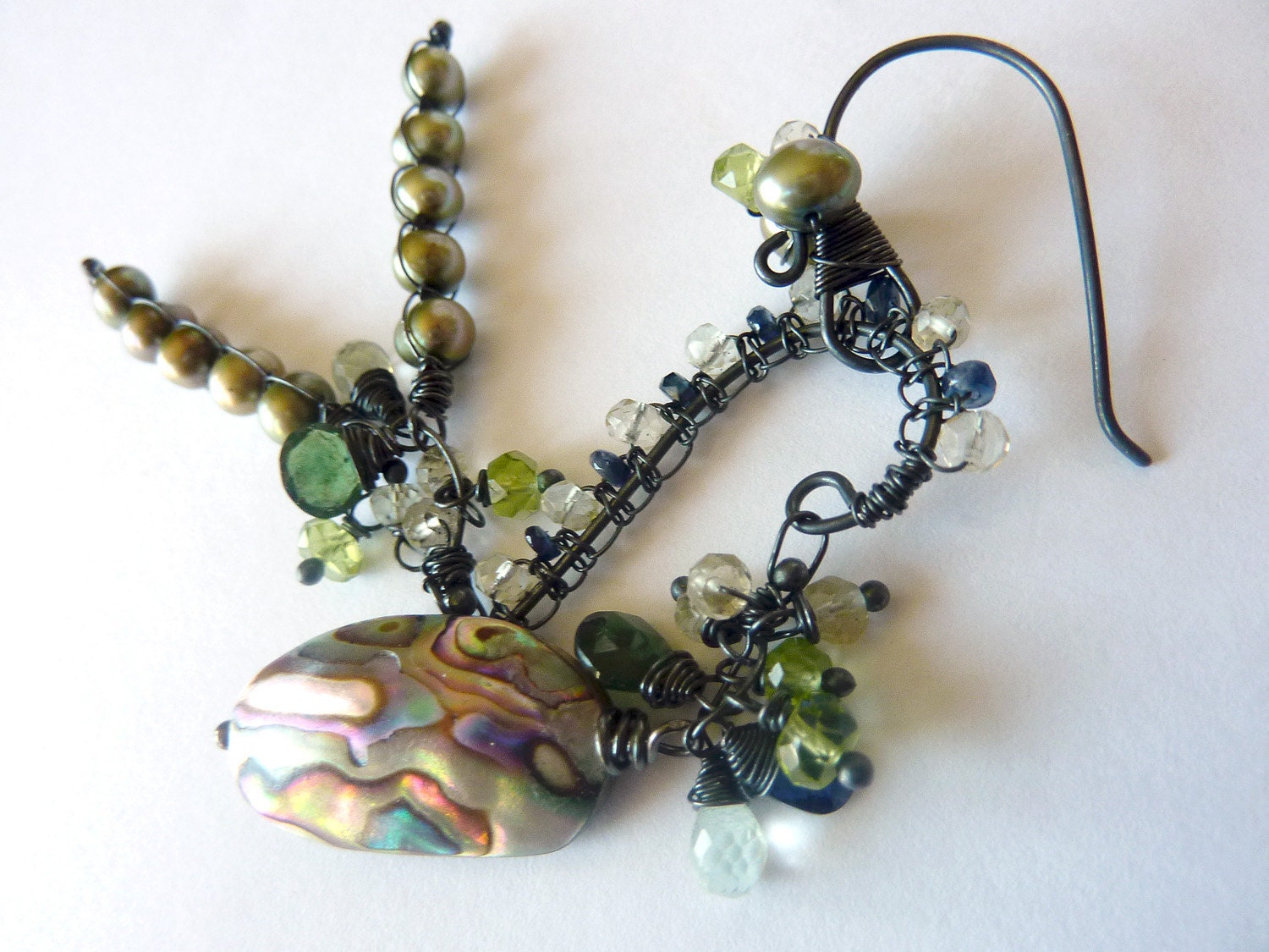 OOAK Rainforest Artisan Oxidized Sterling Earrings