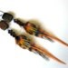 Bronzite and Tigers Eye Feather Oxidized Sterling Earrings - OOAK