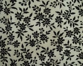 Cotton Fabric, Classic Black and White Flowers