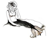 Sad Mermaid - Girl Art Print