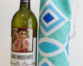 Reusable Bottle Gift Bag, Set of Two in Aqua and Black and White