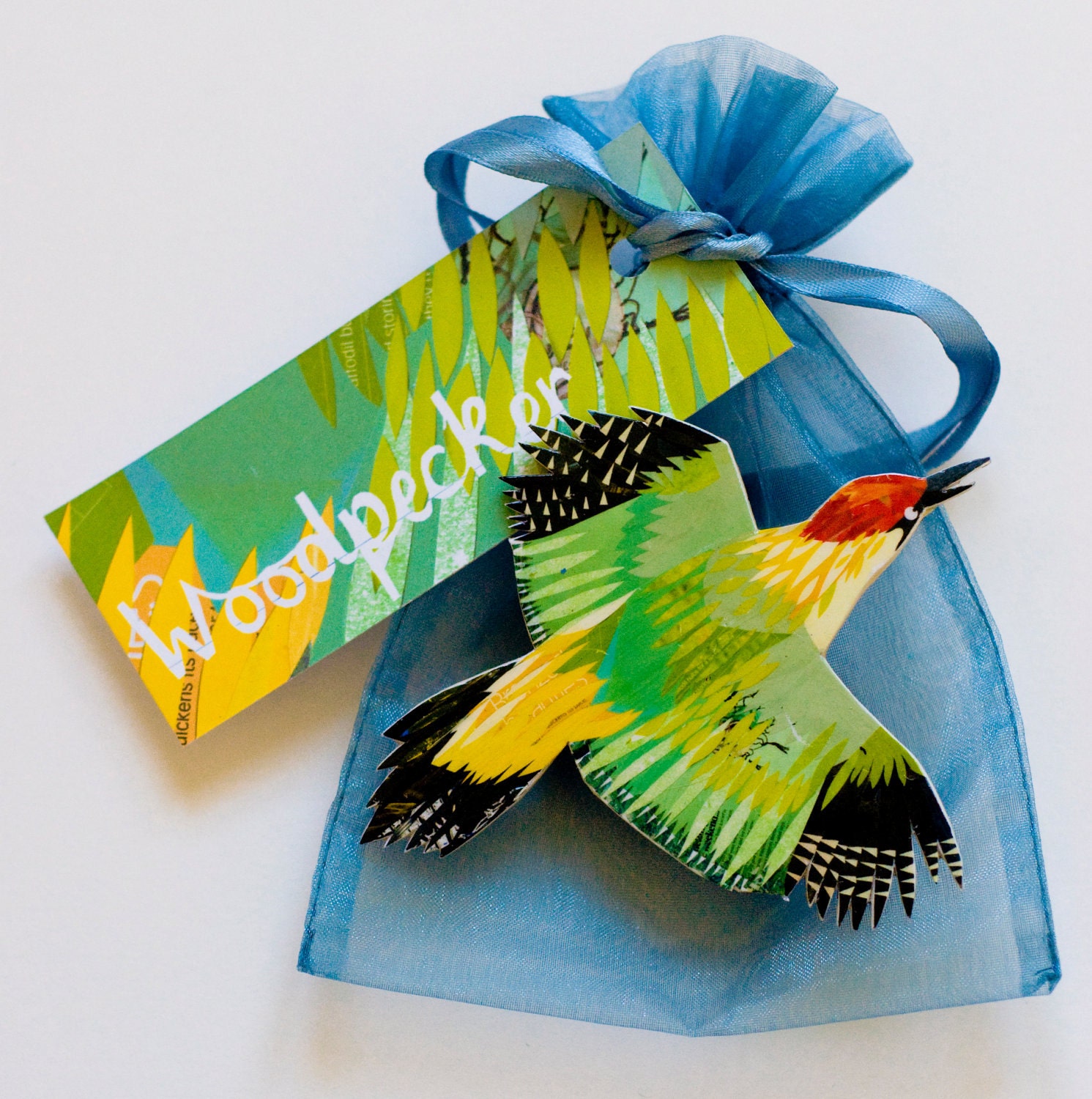 Green Woodpecker Bird Brooch