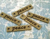 Bronze Peace Connectors Charms Antiqued Stamped