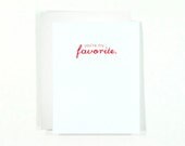 SALE : You're My Favorite card - blank red and white khaki pattern for valentine, love, anniversary, husband, wife, girlfriend, boyfriend
