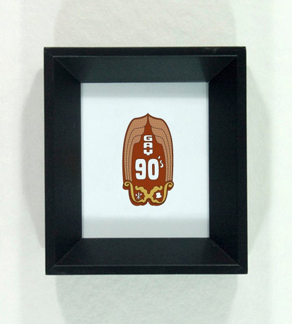 Gay 90s Sign framed Minnesota art - Minneapolis Minnesota Icon drawing of red, black and yellow bar sign