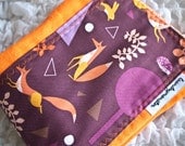 Baby burp cloth - Modern orange foxes hand dyed burp cloth