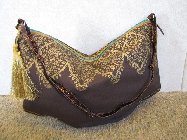 Brown and Gold Tassel Purse