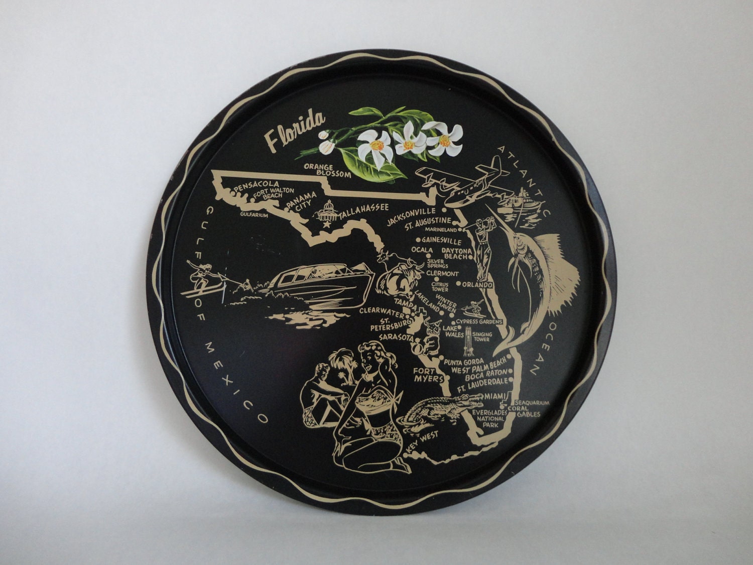 collect all 50...VINTAGE florida TRAY for cocktails or wall hanging