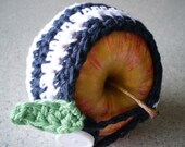 Crocheted Black and White Striped Apple Sweater