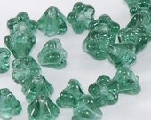 Czech Glass Bead Baby Bell Flower 4x6mm  Grass Green SALE - 30      (ST199-30)