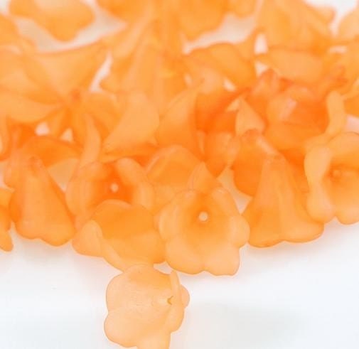 Orange Acrylic lucite Bell Flower 9mm - 20pc (ST295-20)
