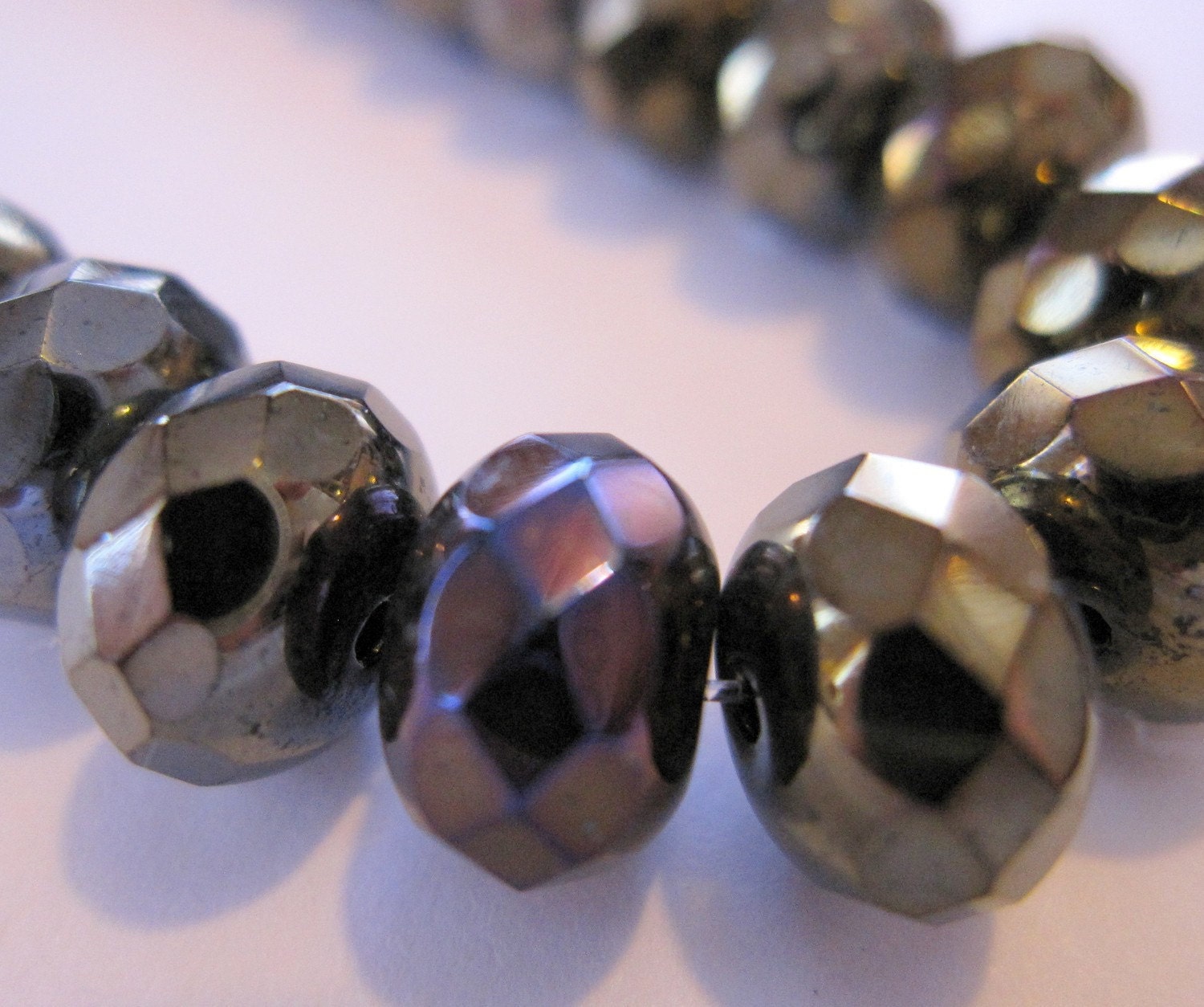 Jet Brown Iris Czech Glass Bead 9x6mm Faceted Rondelle - 12 pieces    (ST501-12)