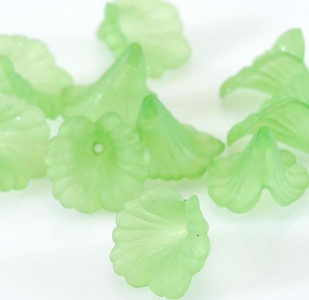 Frosted Acrylic Lucite Flower Bead 16mm Green - 10pc (ST313)