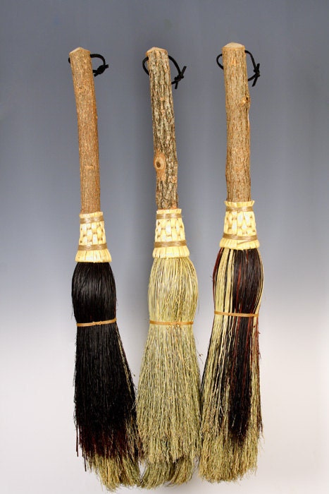 Round Fireplace Broom In Your Choice of Rust, Natural, Black or Mix