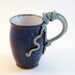 Squid Latte Mug- Inky Brown, Blue Octopus Stoneware