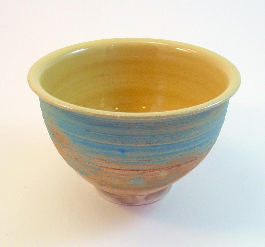 Noodle Bowl- Melted Butter Yellow, SALE- Brushed Turquoise Stoneware (was 33)