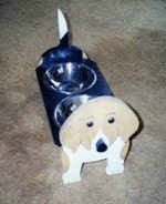 BEAGLE ,dog elevated feeder hand crafted and hand painted