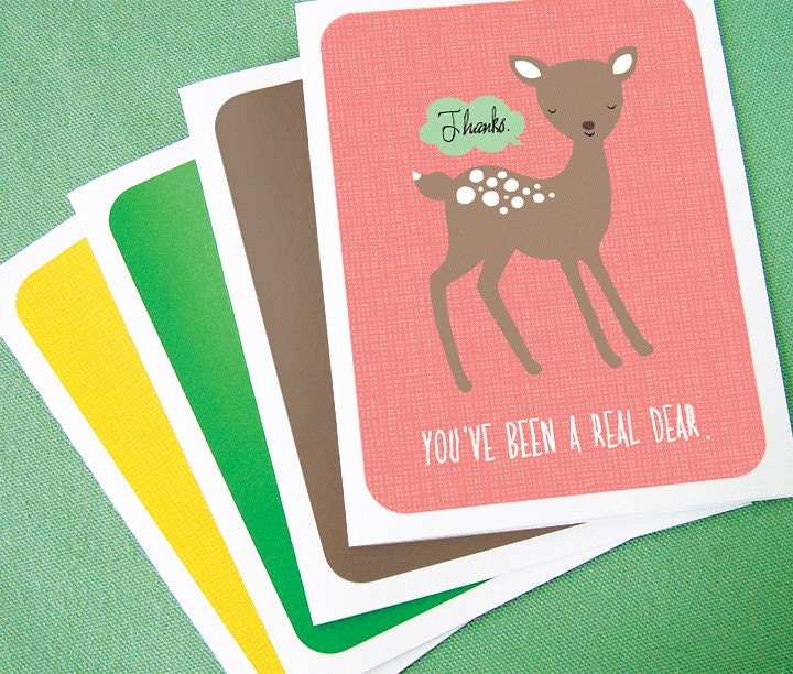 Deer Card Thank You 4-pack