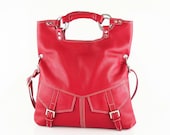 Red pebble leather handbag / shoulder bag / leather bag / purse / Brook / tftateam