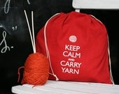Large knitting project bag - Keep Calm and Carry Yarn - red