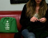 Large knitting project bag - Keep Calm and Carry Yarn - Jennie green