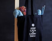 Canvas Knitting/Crochet Tote - Keep Calm and Carry Yarn - Black