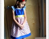 Merry Meadow Floral and Gingham Sundress - VIntage Style Modern Snow White Dress - 2/3t, 3/4t, 4/5t