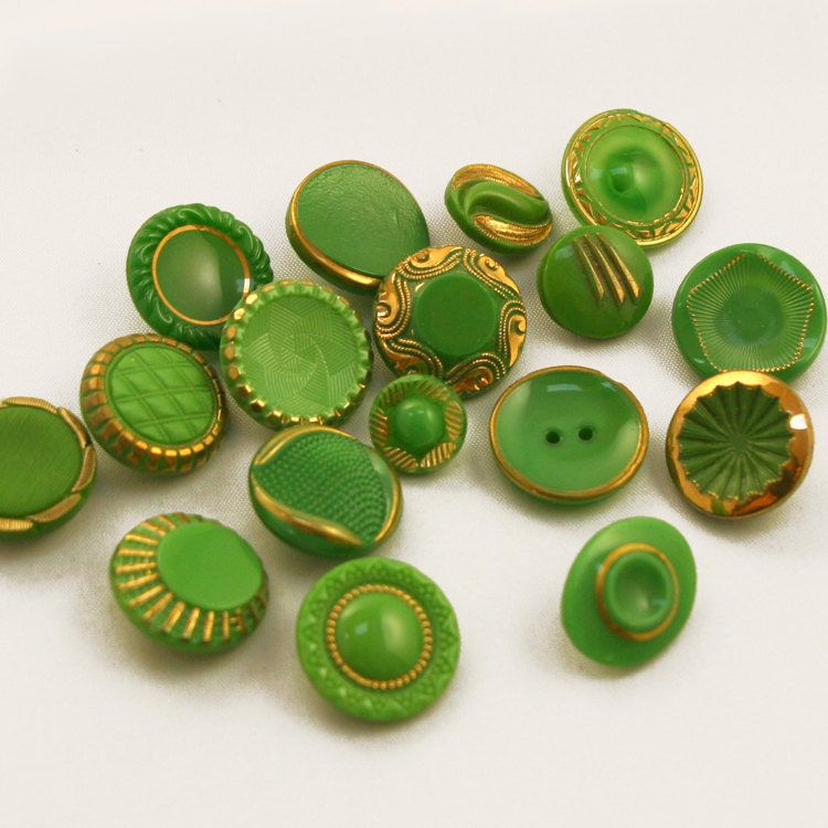 Vintage Glass Buttons - Ever Green - Cricketbuttons