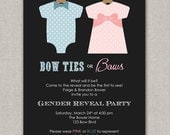 Bow Ties or Bows Gender Reveal Party Invitation