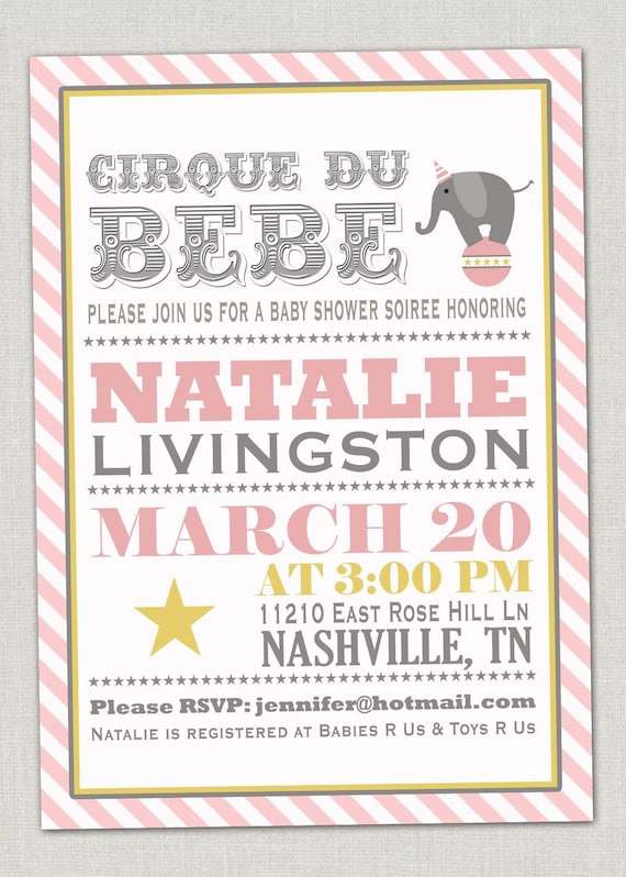 Baby Shower Invitation - Pink Circus