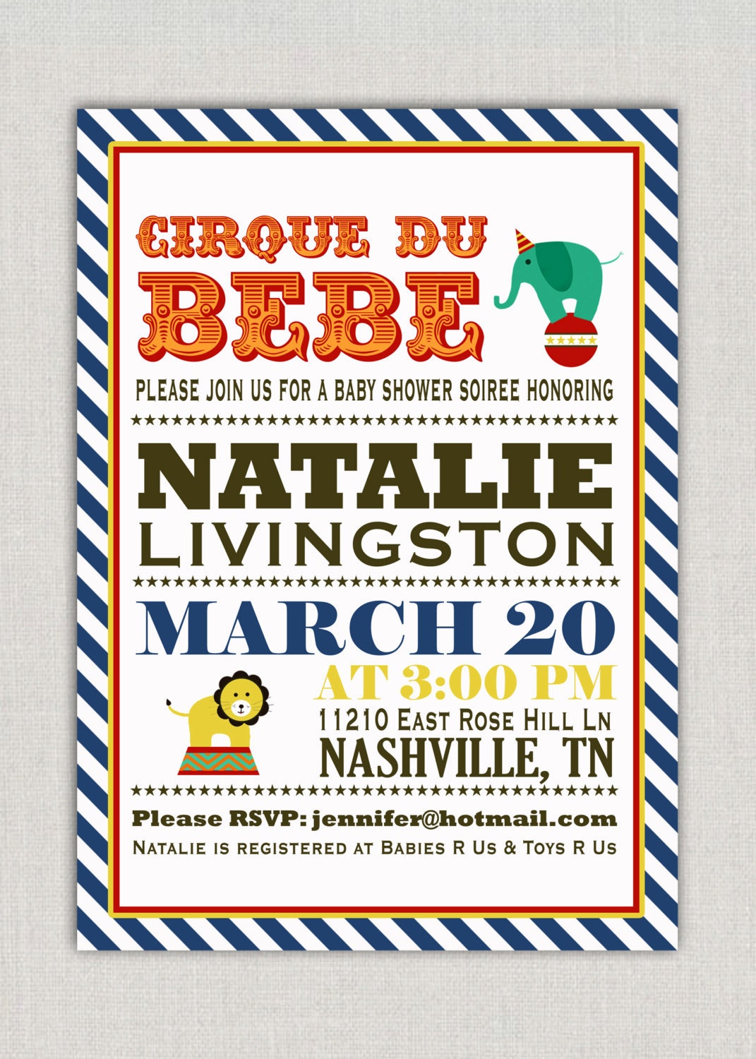 Circus Baby Shower Invitation