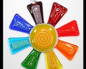 Glassworks Northwest - Brilliant Rainbow Flower Suncatcher - Fused Glass Suncatcher