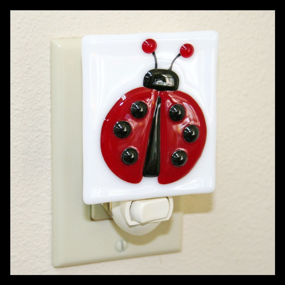 Glassworks Northwest - CUSTOM Bee Night Light Reserved for Heather  - Fused Glass Art