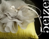 Bloomi Series V - Gray Bloom and Yellow Dupioni Silk Ring Pillow (FREE SHIPPING)