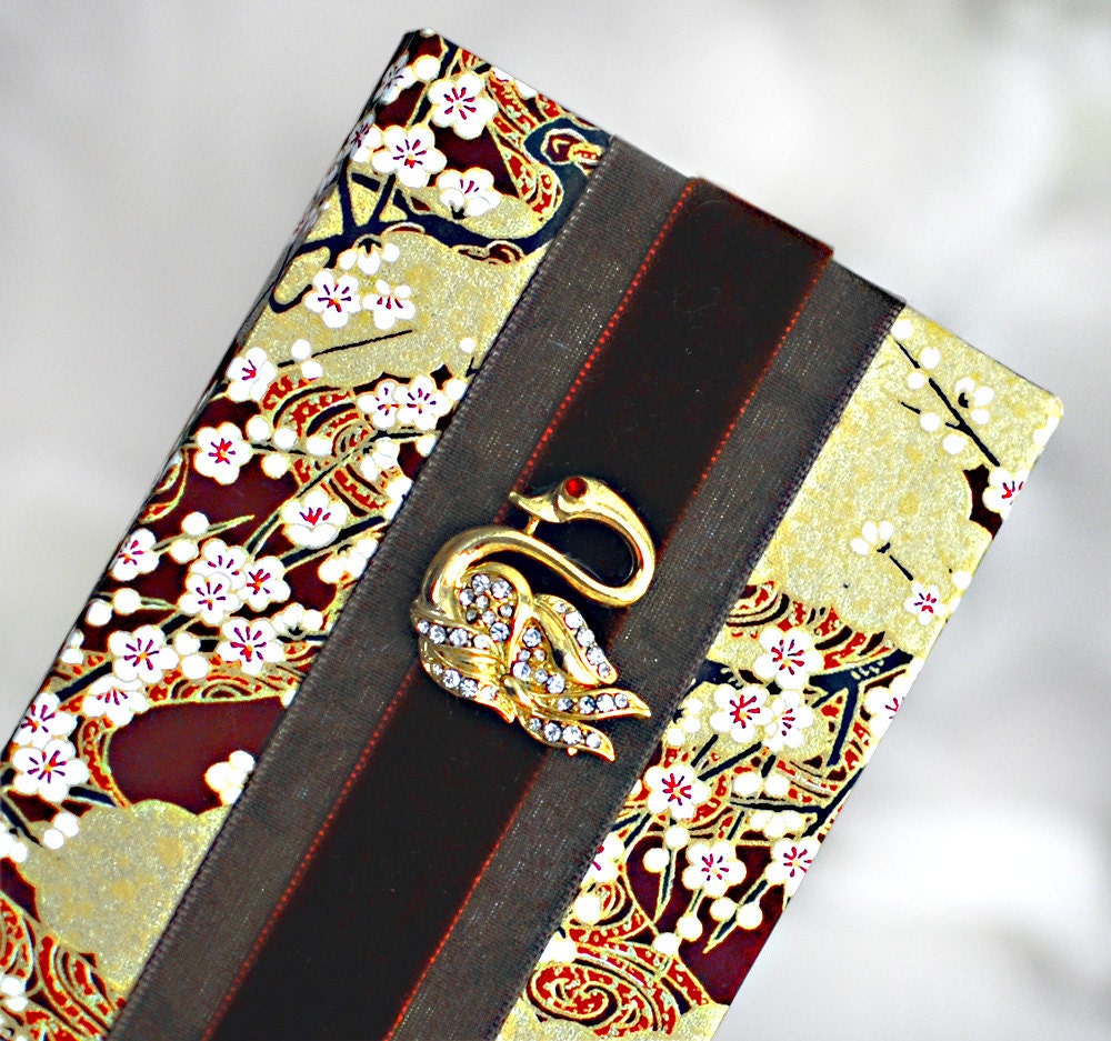Birthday Calendar Book Dates to Remember Keepsake Zen Asian Swan Flower Garden Woodland Copper Mustard Golden Perpetual Anniversary Book