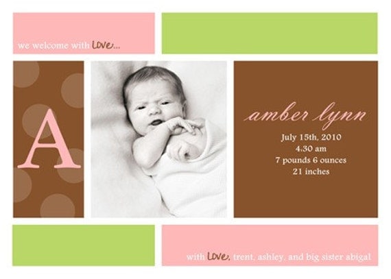 Blocks of Love - Custom Photo Birth Announcement Il_570xn