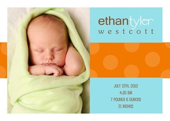 POLKA DOT...Custom Photo Baby Boy Announcement...by KM Thomas Designs Il_570xn