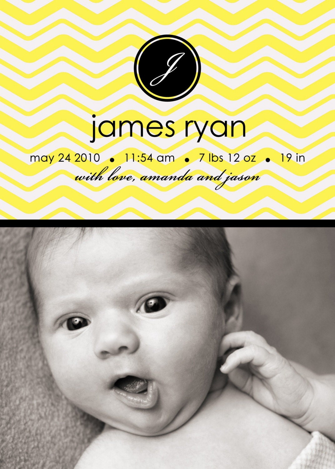 ZigZag - Custom Photo Birth Announcement Il_570xn