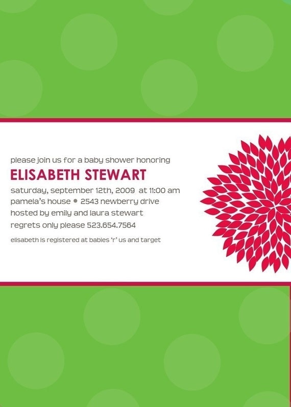 Modern Flower Bridal or Baby Shower Custom Invitation Il_570xn