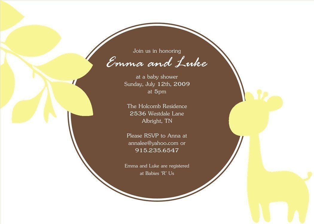 Sweet Baby Giraffe - Custom Shower Invitation Il_570xn
