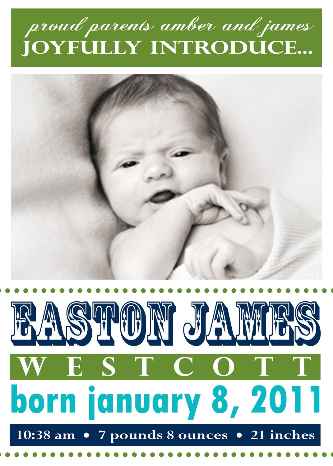 AMAZED...Custom Photo Birth Announcement...by KM Thomas Designs Il_570xn
