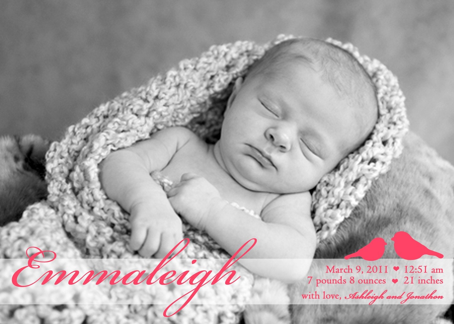 Tweetheart - Custom Photo Birth Announcement Il_570xn