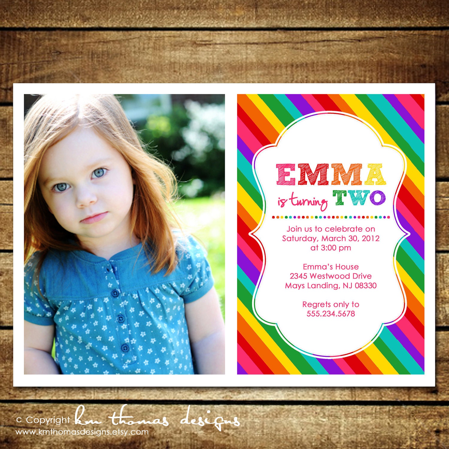 OVER the RAINBOW...Custom Birthday Invitation...by KM Thomas Designs Il_570xn
