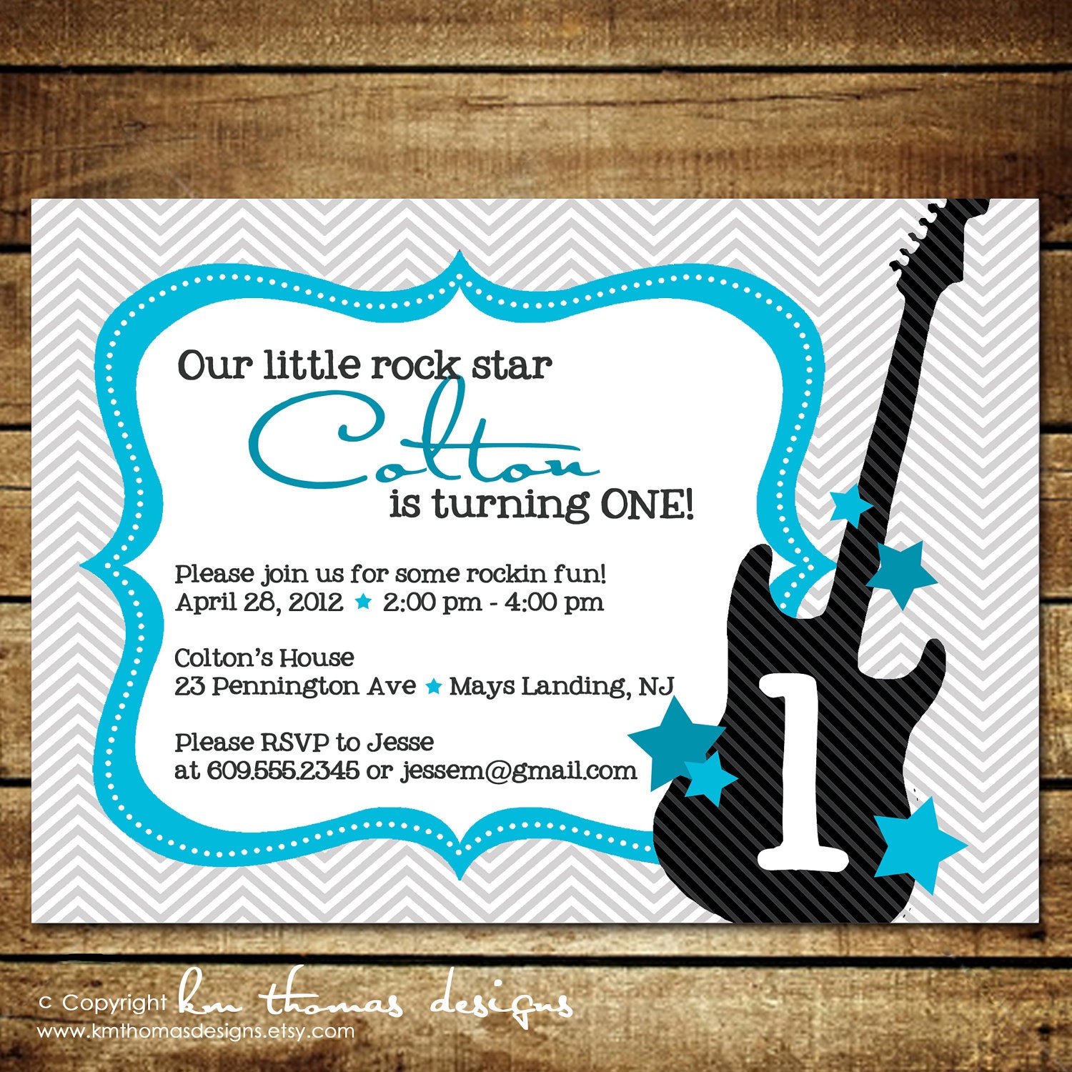 ROCKER BOY...Custom Printable Birthday Invitations...by KM Thomas Designs Il_570xn