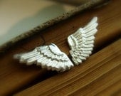 Wings sterling silver Studs - Sterling silver metalwork earrings - Christmas Angel earrings