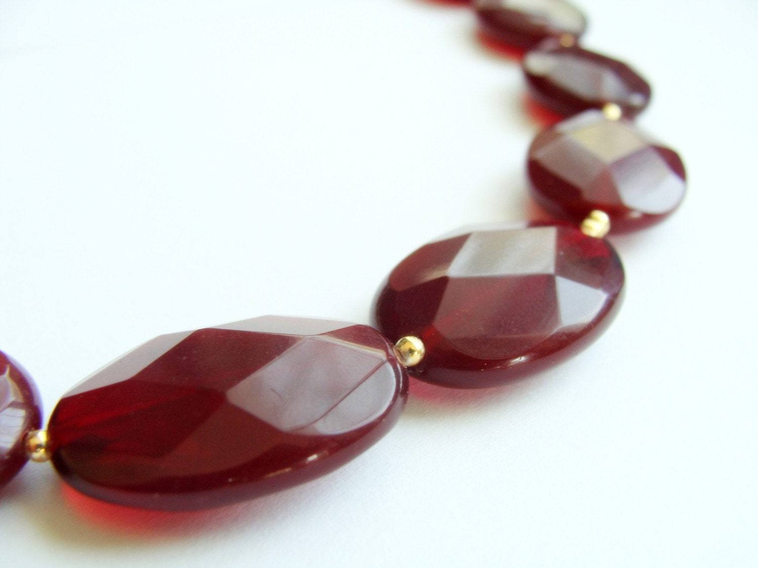 Carnelian necklace with faceted beads vermeil gold beads and mermaid clasp