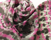 Silk Scarf - Sassy - Hand Painted Ladies Scarves Pink Magenta Fuchsia Black White Gray Grey Tie Dye