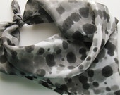 Silk Square Scarf - Shadows - Hand Painted Ladies Scarves Bandana Tie Dyed Black Gray Grey White