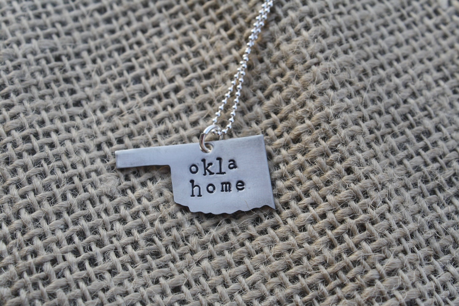Hand Stamped Oklahoma Necklace